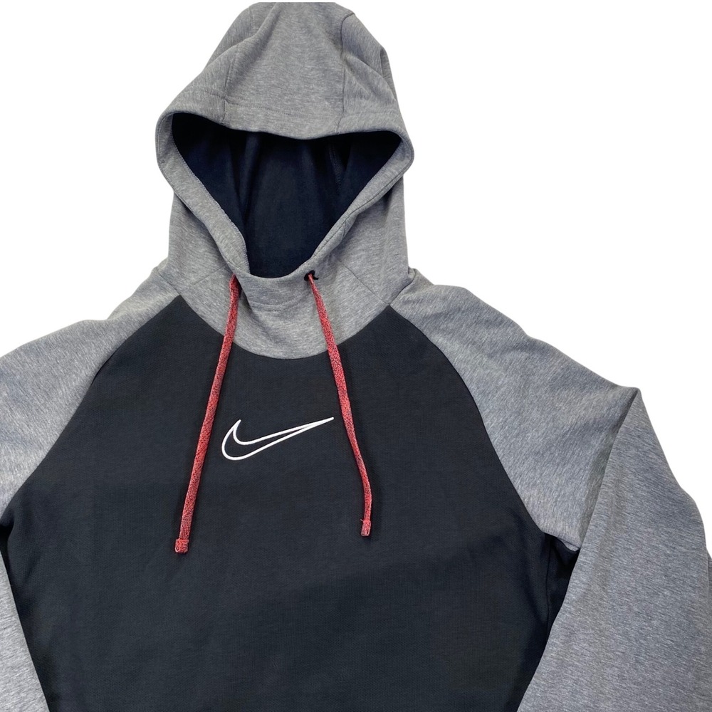 Nike‎ Therma-FIT Hoodie Mens Medium Black Grey Pullover DR8832-010 Raglan Swoosh